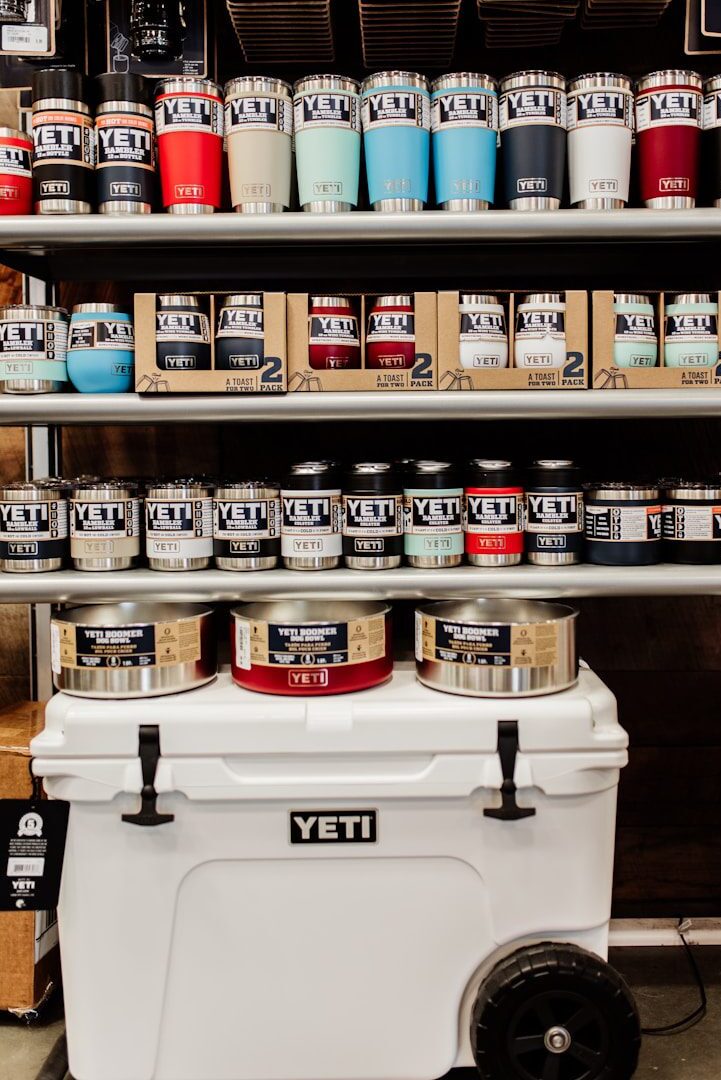 white and red Yeti container